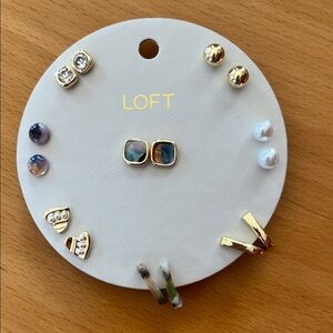 LOFT Gold and Pearl Mixed Stud & Hoop Earring Set